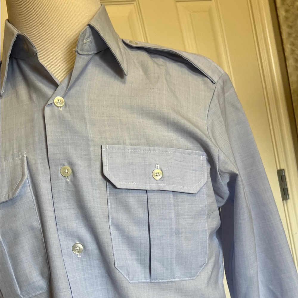 Ruddock Bros Light Blue Poly Wool Long Sleeve Uniform Shirt Sz 15 1/2 -,36C